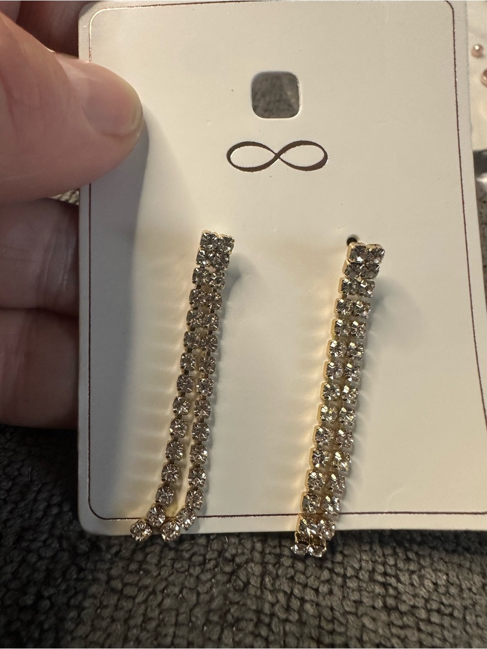 Gold-Tone Double Row Crystal Drop Earrings